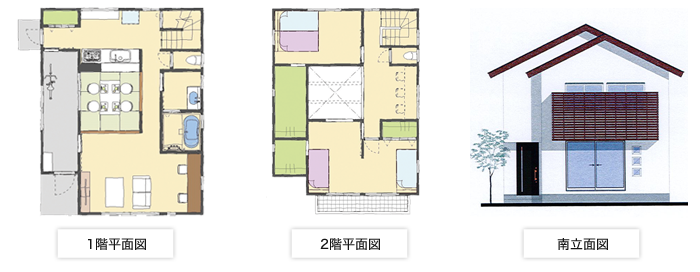 床座のある家　平面図・立面図